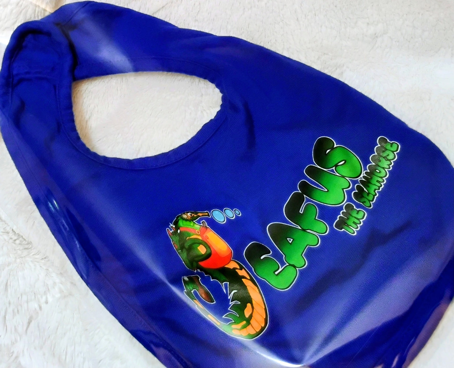 Seafus the Seahorse Custom Baby Bib